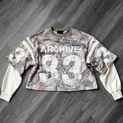 Hearujoy American New Camouflage Sports Shirt Y2K Vintage Printed Long Sleeved Men Street Hip Hop Harajuku Loose Casual Tops Streetwear