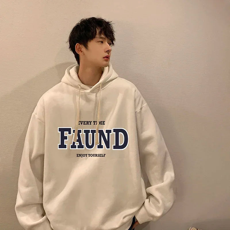 HEARUJOY  -  Men's Oversized Hoodie Off White Letter Print 5XL Hoodies with Hat Over size for Men Man Hoody Casual Wear Male Sweatshirt
