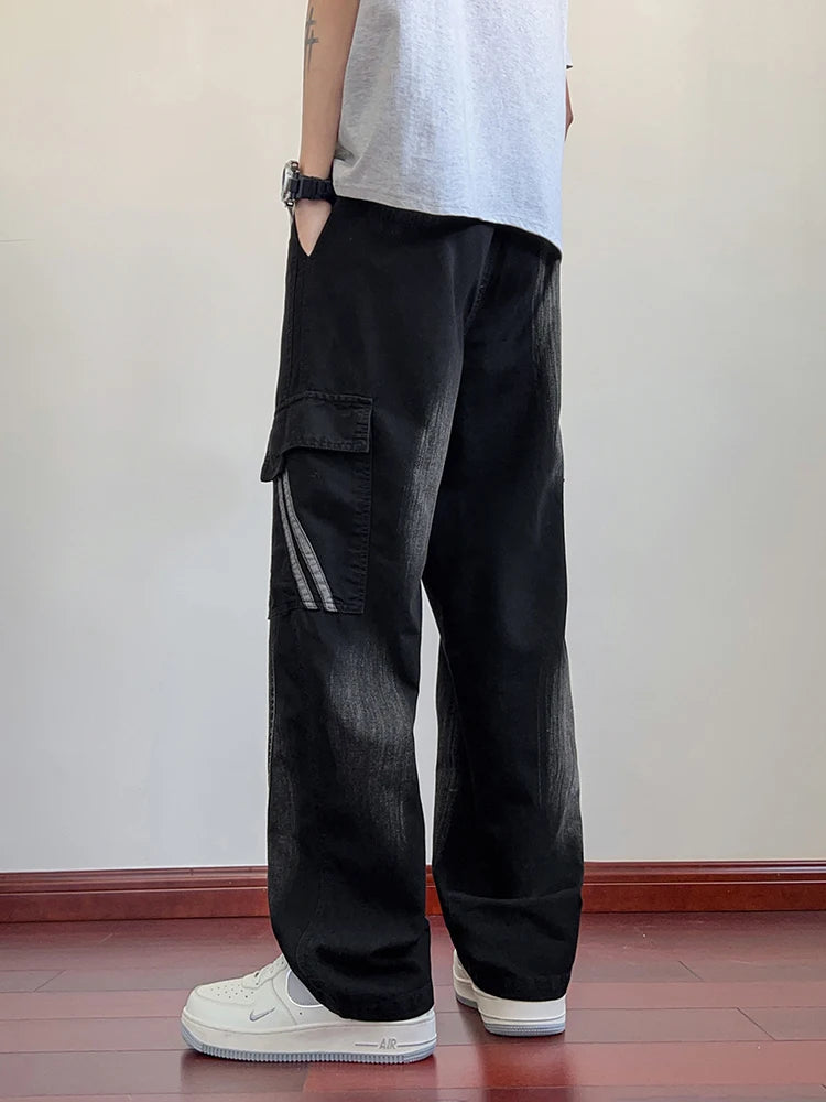 HEARUJOY  -  Summer Men's Jeans Flap Pockets Lightweight Denim Cargo Pants Big Size 8XL 7XL 6XL Wide Leg Baggy Jeans Straight Trousers