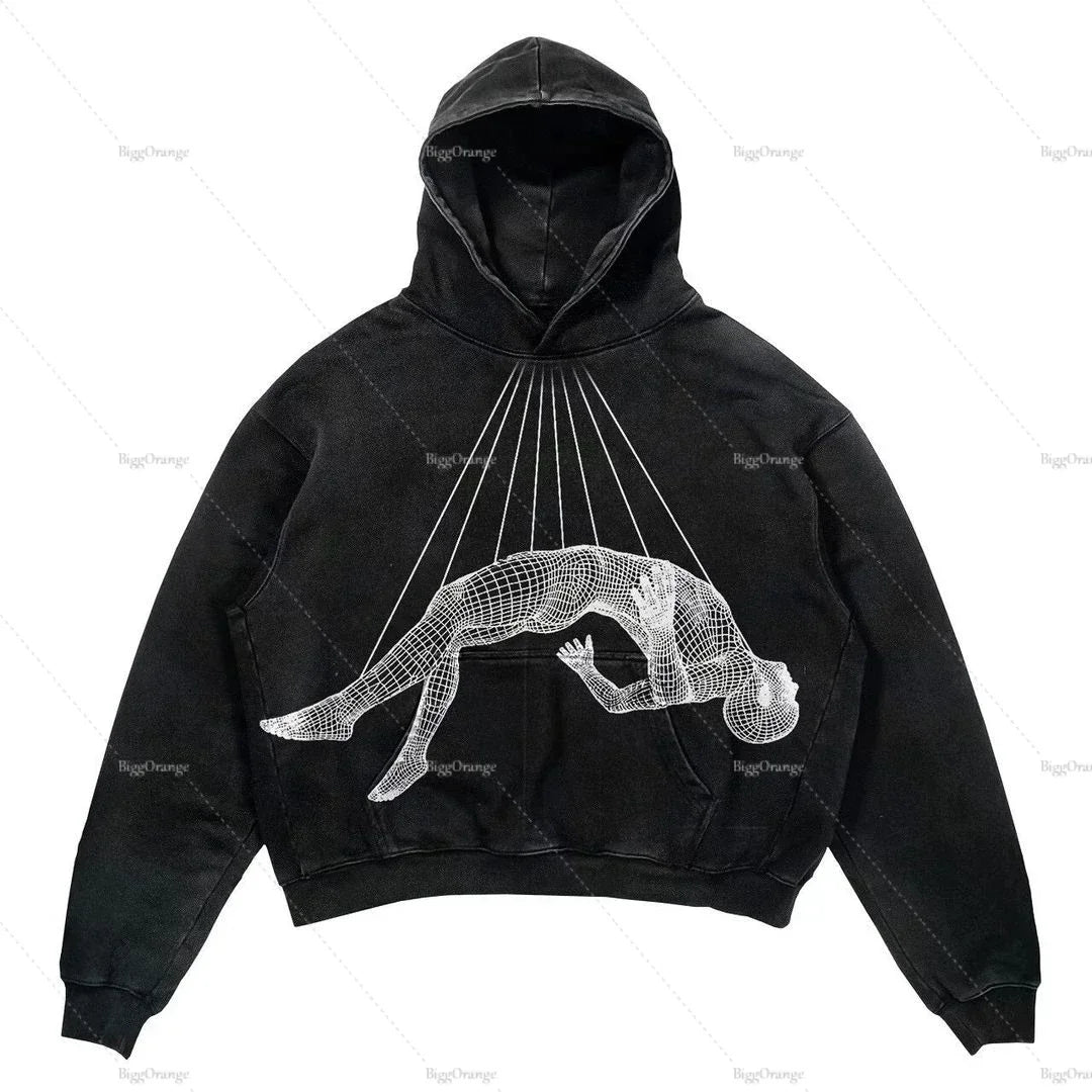 Hearujoy Vintage Letter print sweatshirt hoodie oversized streetwear harajuku y2k tops american style grunge casual hoodies women
