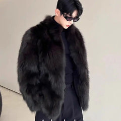 Hearujoy Y2k Jackets for Men Fur Imitation Leather Jacket Thickened Fox Mink Coat Winter Jacket Men Fur One piece Coat Coat Men Winter