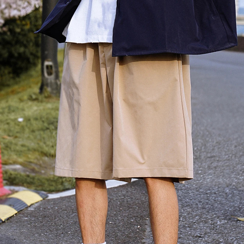HEARUJOY  -  Casual Outings Blue Casual Loose Shorts Lightweight Casual Pants Daily Wear Shorts Medium Waist Design Polyester Fabric