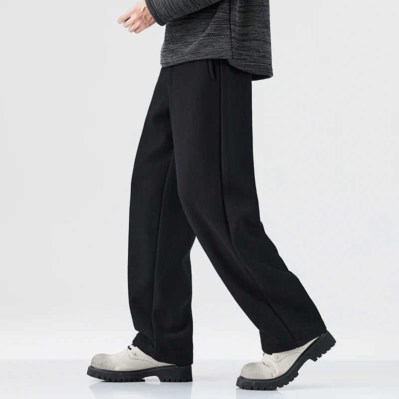 HEARUJOY  -  New Autumn Japanese Retro Lambswool Casual Suit Pants - Men's Relaxed Straight-Leg Versatile American Streetwear