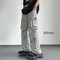 HEARUJOY  -  Streetwear Spring Summer Casual Men Trousers Solid Color Harajuku Lightweight Cargo Pants Fashion Straight Men's Pants
