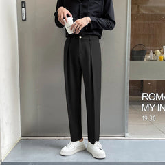 Hearujoy Black Suit Pants Men Slim Fashion Social Mens Dress Pants Korean Loose Casual Straight Pants Mens Office Formal Trousers M-3XL