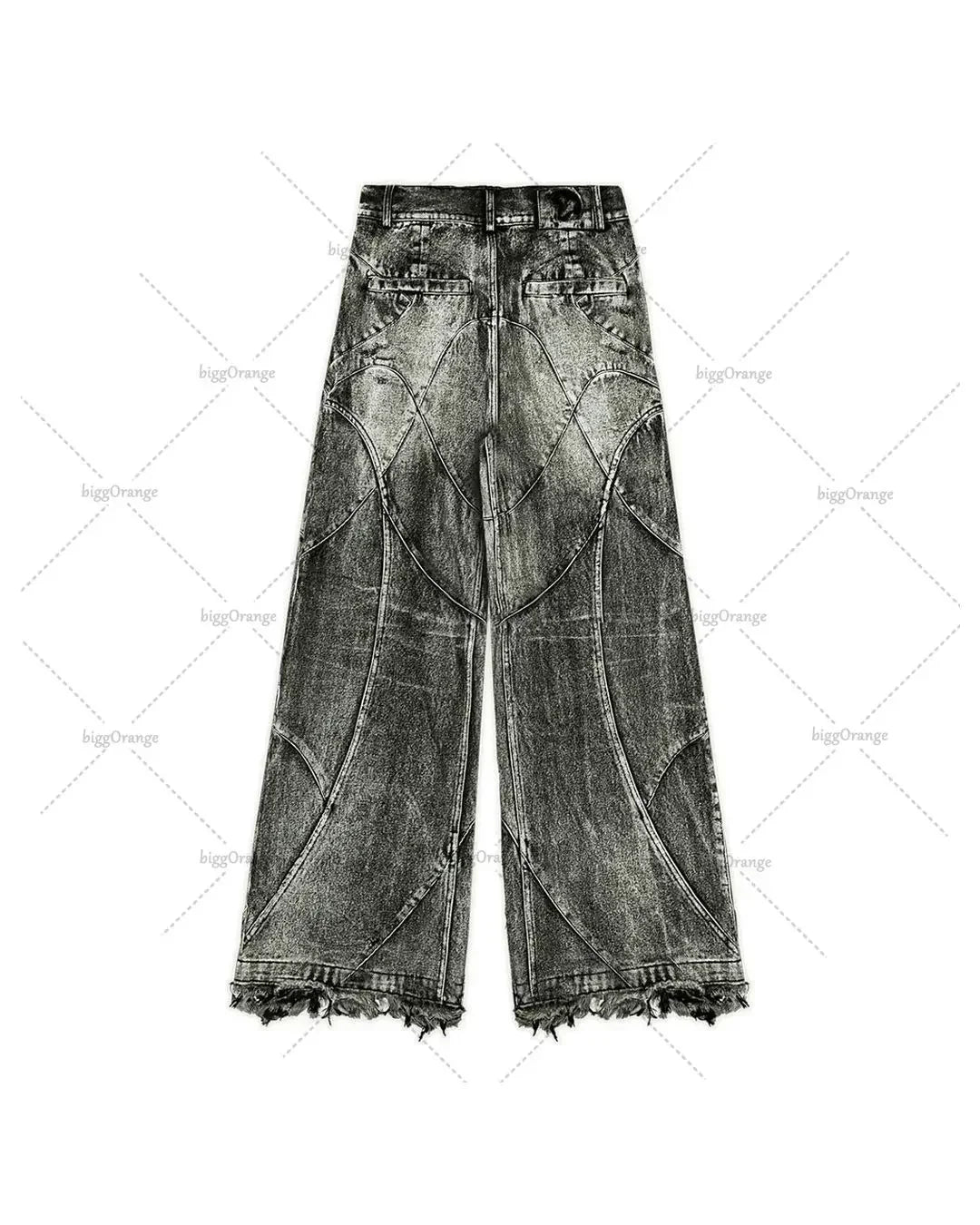 Hearujoy Y2K Harajuku Gray Spliced Washed Jeans Men's Gothic Style Street Trend Clothing Retro Loose Wide Leg Pants Autumn Baggy Jeans