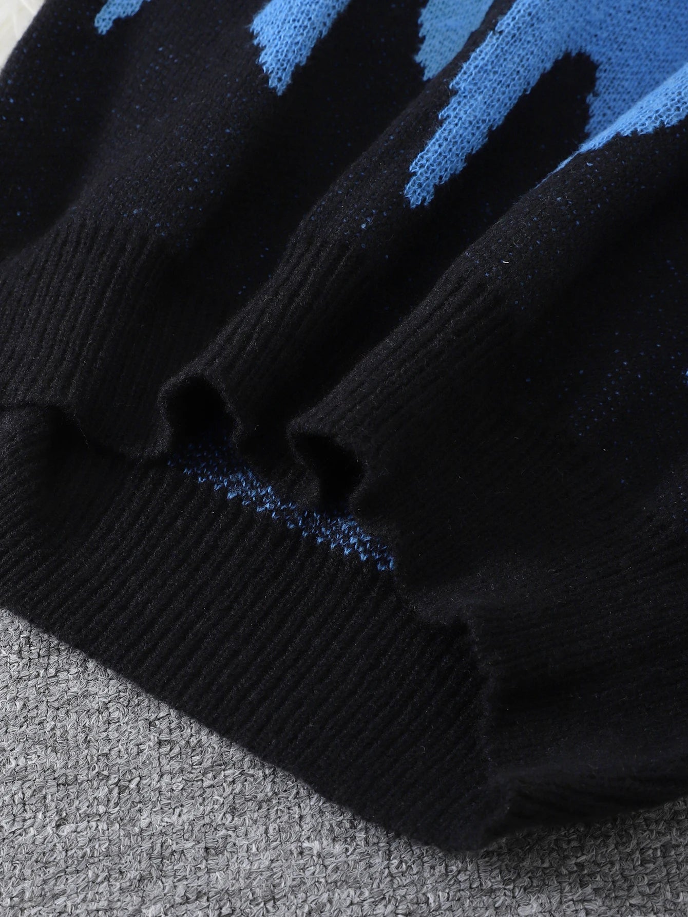 HEARUJOY  -  New Popular Fire Pattern Pullover Ripped Sweater Casual Round Neck Knitted Men's Gift Pullover