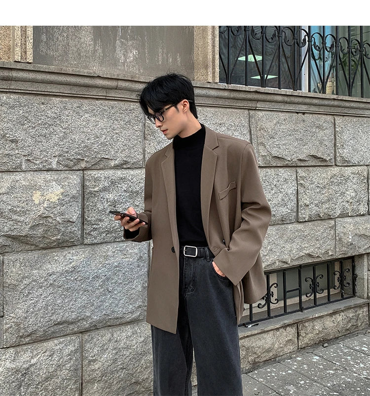 HEARUJOY  -  Spring Summer Men Formal Blazers Men Korean Fashion Loose Casual Dress Jacket Men Harajuku Social Suit Jacket Clothing