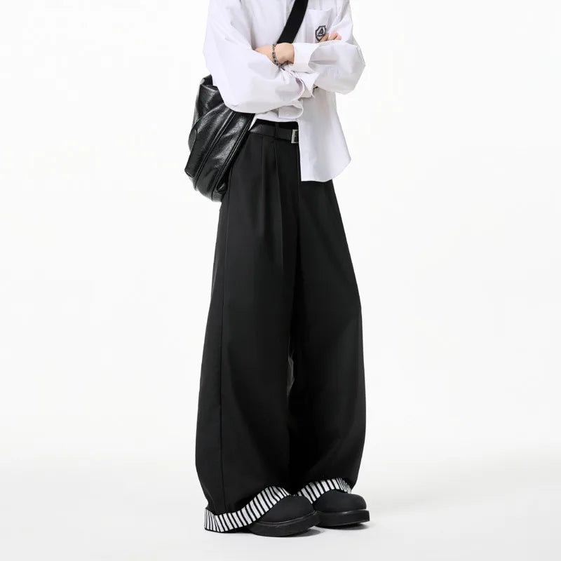 HEARUJOY  -  Grey Suit Pants Men Oversized Society Mens Black Dress Pants Korean Casual Loose Wide Leg Pants Mens Office Formal Trousers