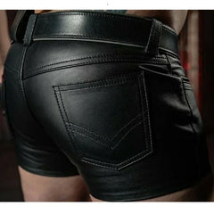 HEARUJOY  -  Men's Sexy Slim PU Leather Shorts Fitness Sports Punk Style Shorts (without Belt) S-5XL