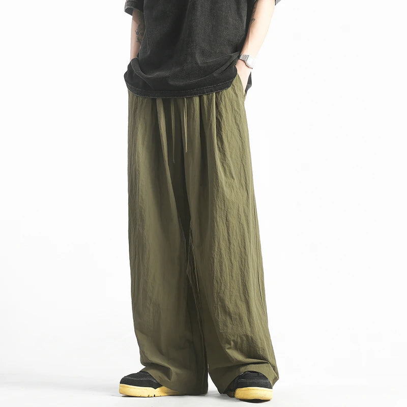 HEARUJOY  -  Y2K Men Streetwear Cargo Pants Korean Cotton Line Trousers Men Wide Leg Pants Solid Color Loose Joggers Baggy Harem Pants
