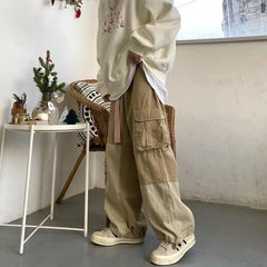 Hearujoy Baggy Black Cargo Pants for Men Khaki Cargo Trousers Male Vintage Loose Casual Autumn Japanese Streetwear Hip Hop Retro