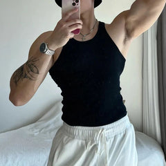 HEARUJOY  -  Mens Sexy Shaping Sports Fitness Casual Cotton Vest Genderless American Street Elastic Slim Solid Color Tank Top Unisex