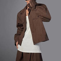 HEARUJOY  -  Mens Suits Casual Commuting Business Short Jacket Trousers Autumn Japanese Simple Solid Color Two-Piece Suit Men'S Clothing