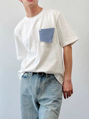 HEARUJOY  -  Summer Trendy Pocket Striped Casual Round Neck Short Sleeve T-Shirt