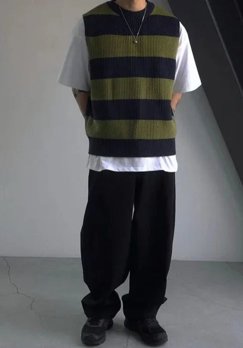 HEARUJOY  -  Waistcoat Sleeveless Long Sweater Man V Neck Knit Vests for Men Korean Popular Clothes Cheap Knitwear Cashmere Elegant Smooth