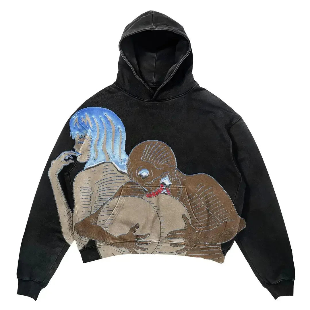 Hearujoy Vintage Letter print sweatshirt hoodie oversized streetwear harajuku y2k tops american style grunge casual hoodies women