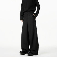 HEARUJOY  -  Khaki Black Suit Pants Men Fashion Society Mens Dress Pants Korean Loose Wide Leg Pants Mens Office Formal Trousers M-3XL