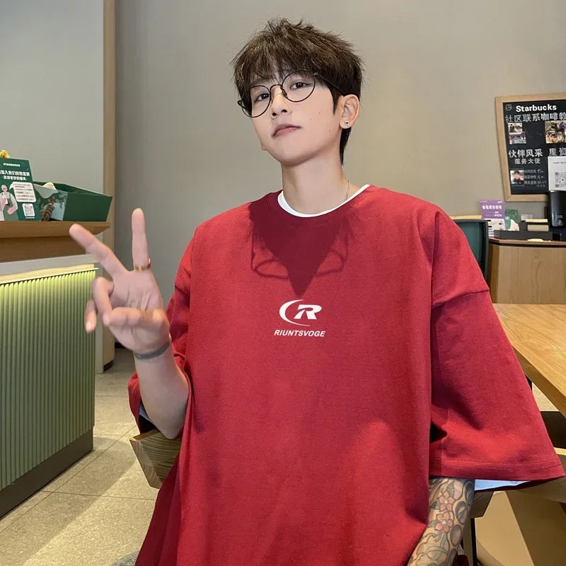 HEARUJOY  -  T Shirt Oversized Cotton For Men White Men's Letter Print T-shirts 5XL Men Casual Wear Summer Tee Shirts Unisex Big Size