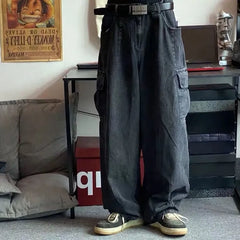 Hearujoy Baggy Jeans Trousers Male Denim Pants Black Wide Leg Pants Men's Jeans Oversize Cargo Korean Streetwear Hip Hop Harajuku