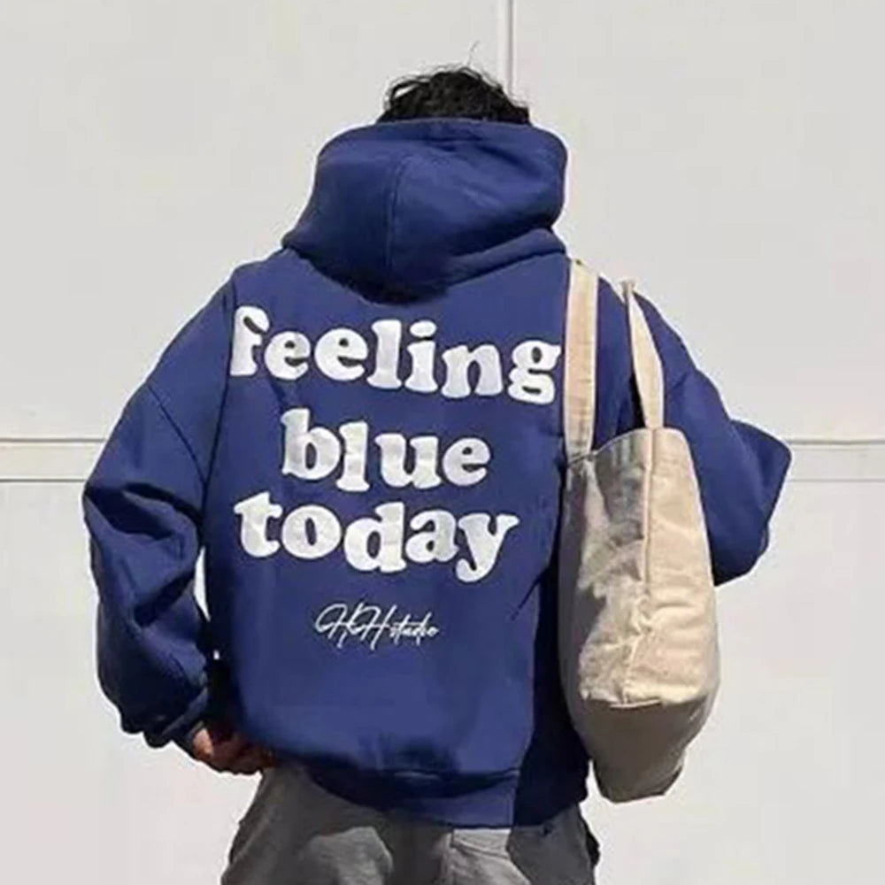 Hearujoy Mens Casual Hoodie Fashion High Street Printed Graffiti Letter American Style Y2K Hip-Hop Loose Pullover Spring And Autumn