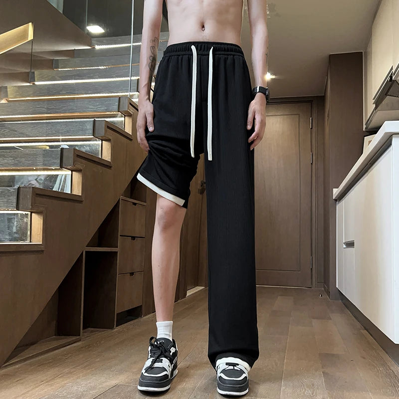 Hearujoy Autumn Casual Pants Men Fashion Oversized Wide Leg Pants Men Streetwear Hip-hop Loose Straight Pants Mens Vintage Trousers