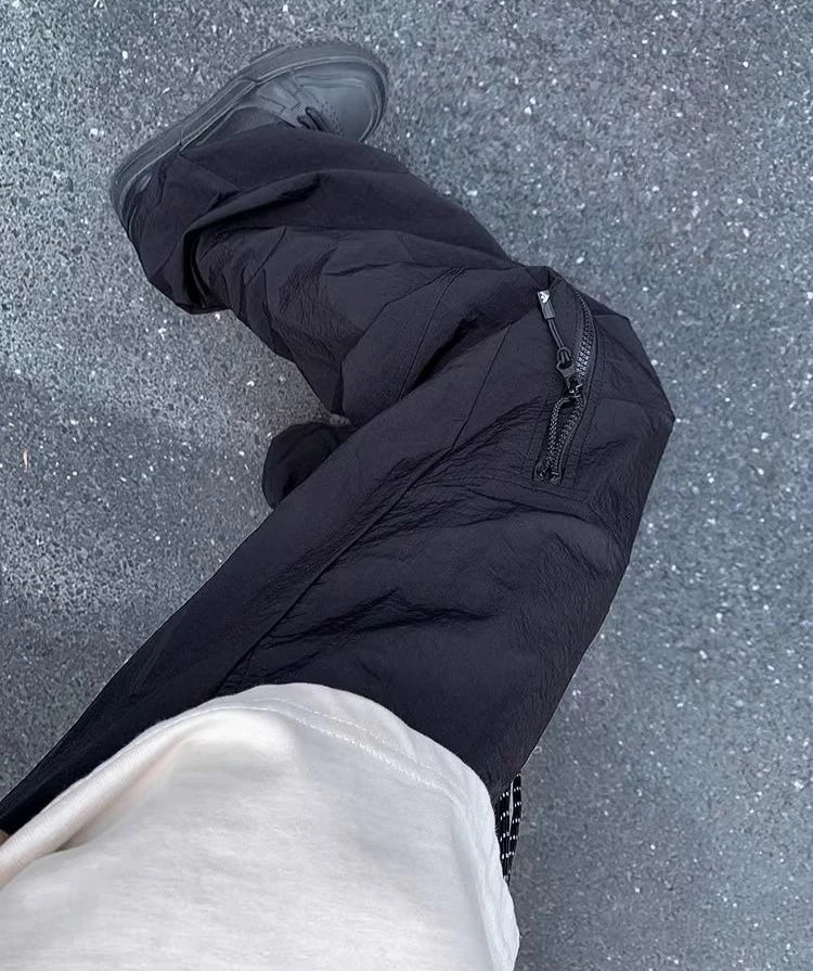 HEARUJOY  -  Spring Summer Baggy Zipper Men's Straight Cargo Pants Aesthetic Fashion Korean Style Casual Harajuku New in Long Male Trousers