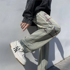 HEARUJOY  -  Autumn Men'S Jeans Korean Version Loose Straight Leg Pants Street Style Wide Leg Pants Black Pants Casual Denim Jeans