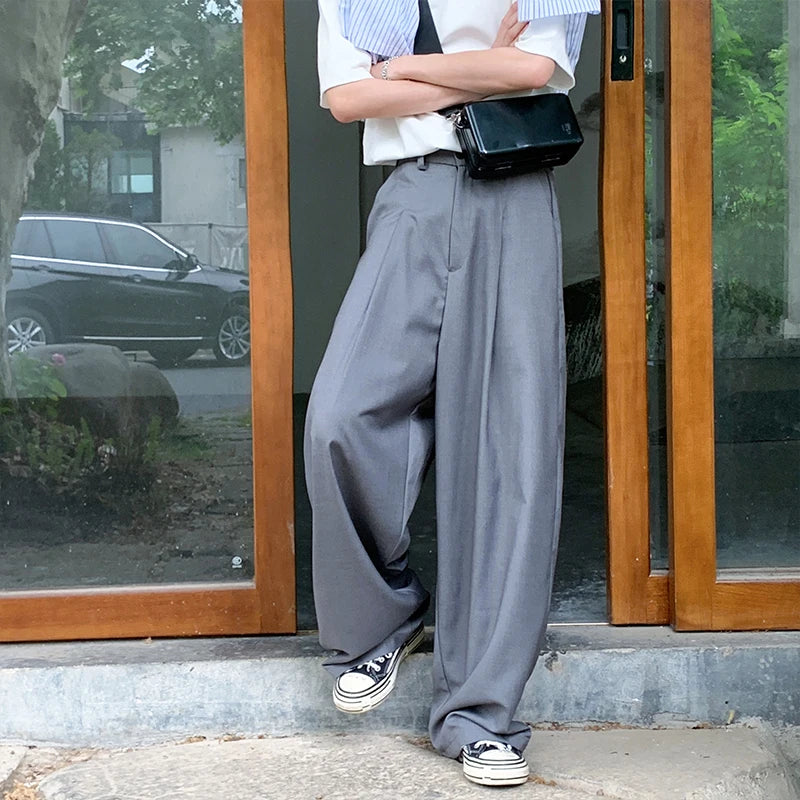 HEARUJOY  -  Black Suit Pants Men Oversized Fashion Social Mens Dress Pants Korean Loose Wide Leg Pants Mens Office Formal Trousers M-3XL