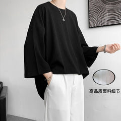 Hearujoy High Quality Men Oversized Ice Silk T Shirts Summer Mens Half Sleeve Fashions Harajuku T-Shirt Male Solid Simple Daily Tees