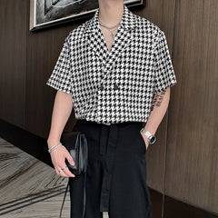 HEARUJOY  -  Summer Short-sleeved Shirts Men Fashion Retro Plaid Shirts Men Streetwear Korean Loose Casual Shirts Mens Dress Shirts M-XL