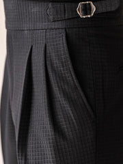 HEARUJOY  -  Naples Style High Waist Pants Mens Stylish Waffle Textured Slim Straight Trousers Men Autumn Casual Button Lace-up Suit Trousers