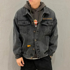 HEARUJOY  -  Black Padding with Embroidery Jeans Coat for Men Warm Wool Sheep Denim Jackets Man Padded Blue Washed Worn One Piece G Casual