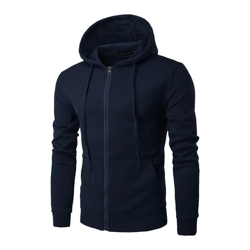 HEARUJOY  -  Autumn Hooded Cardigan Sweatshirt Casual Versatile Plain Color Men's Zip Up Hoodie Comfortable Loose Fit Streetwear Fashion