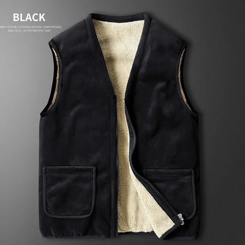 HEARUJOY  -  Men Winter 6XL Vest Autumn Outdoor Windproof Thicken Vest Jacket Male Fleece Warm Sleeveless Coats Men Slim Fit Waistcoat