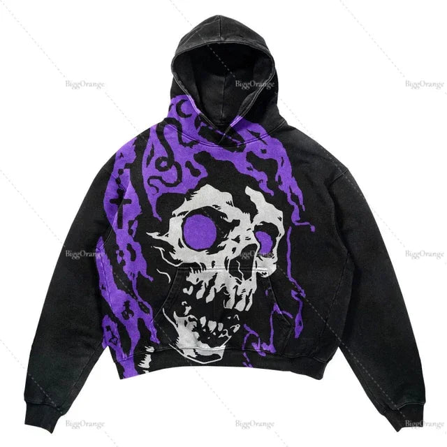 Hearujoy Retro Hand Printing Hoodies Women new Sweatshirt Oversize Loose Tops Couples streetwear Goth Popular Y2k Clothes