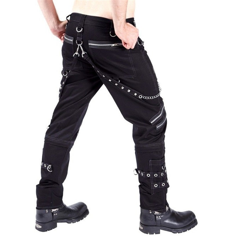 Hearujoy Men's Gothic Pants Punk Rock Cargo Pants Men Fashion Hip Hop Trousers Vintage Streetwear