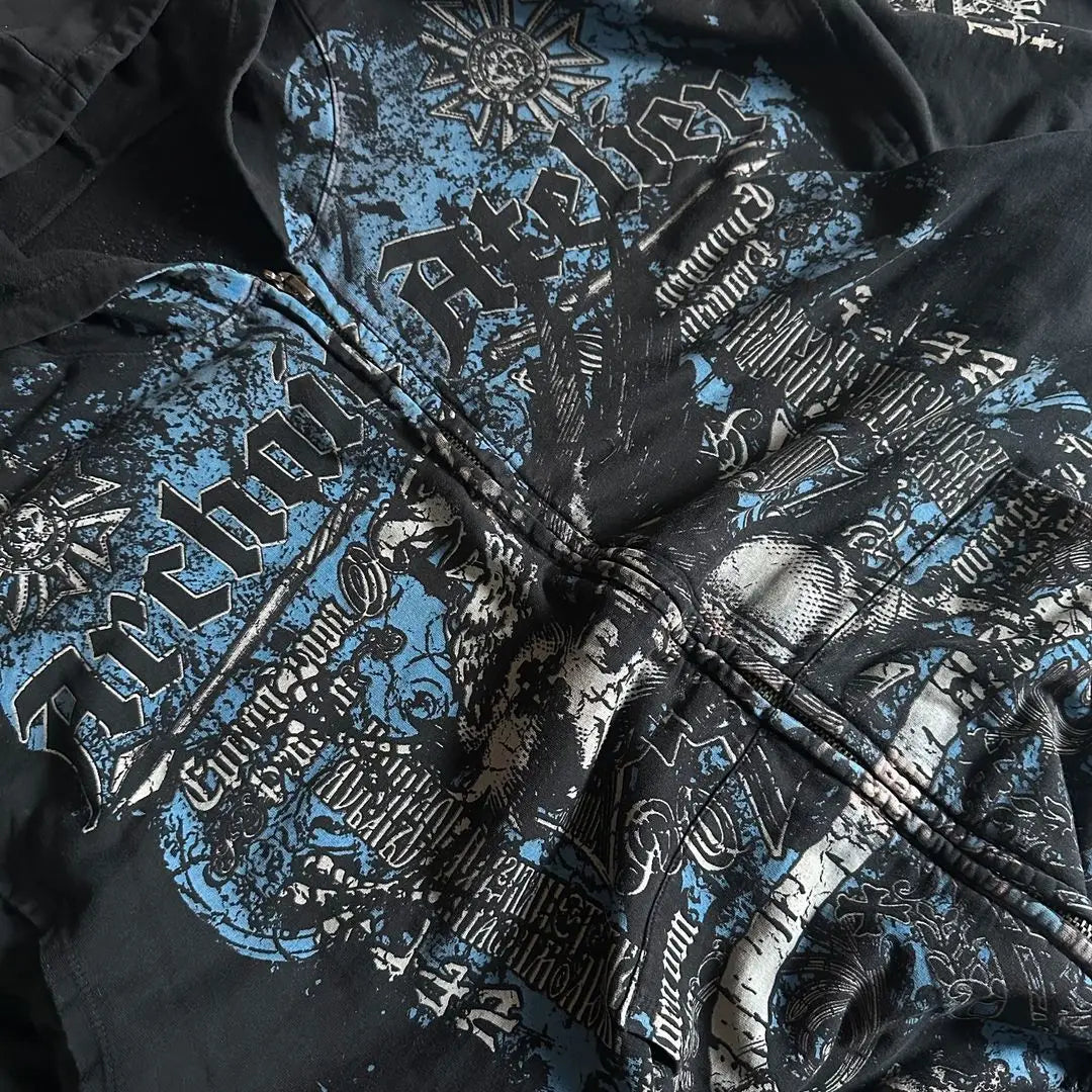 Hearujoy Affliction Gothic Hoodie Y2K New Retro Pattern Oversize Zipper Hoodie Hip Hop Street Casual Sweatshirt Personality Men clothing
