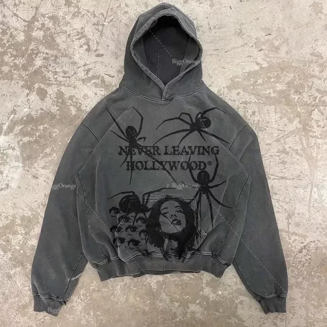 Hearujoy Retro Hand Printing Hoodies Women new Sweatshirt Oversize Loose Tops Couples streetwear Goth Popular Y2k Clothes