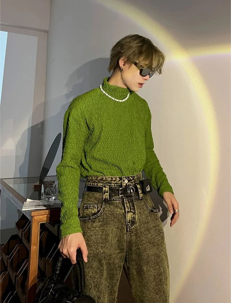 HEARUJOY  -  Unicolor Men's T-shirts Japan One Piece Designer Quotes Emo Size Plain Sweatshirt Bulk Aesthetic Spring Turtleneck Male Pullover