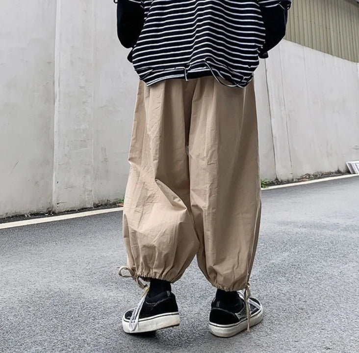 HEARUJOY  -  Solid Color Loose Thin Men's Casual Wide-leg Pants Summer High Quality Slacks Fashion 2025 Cotton Xxxl Y2k Male Cropped Trousers