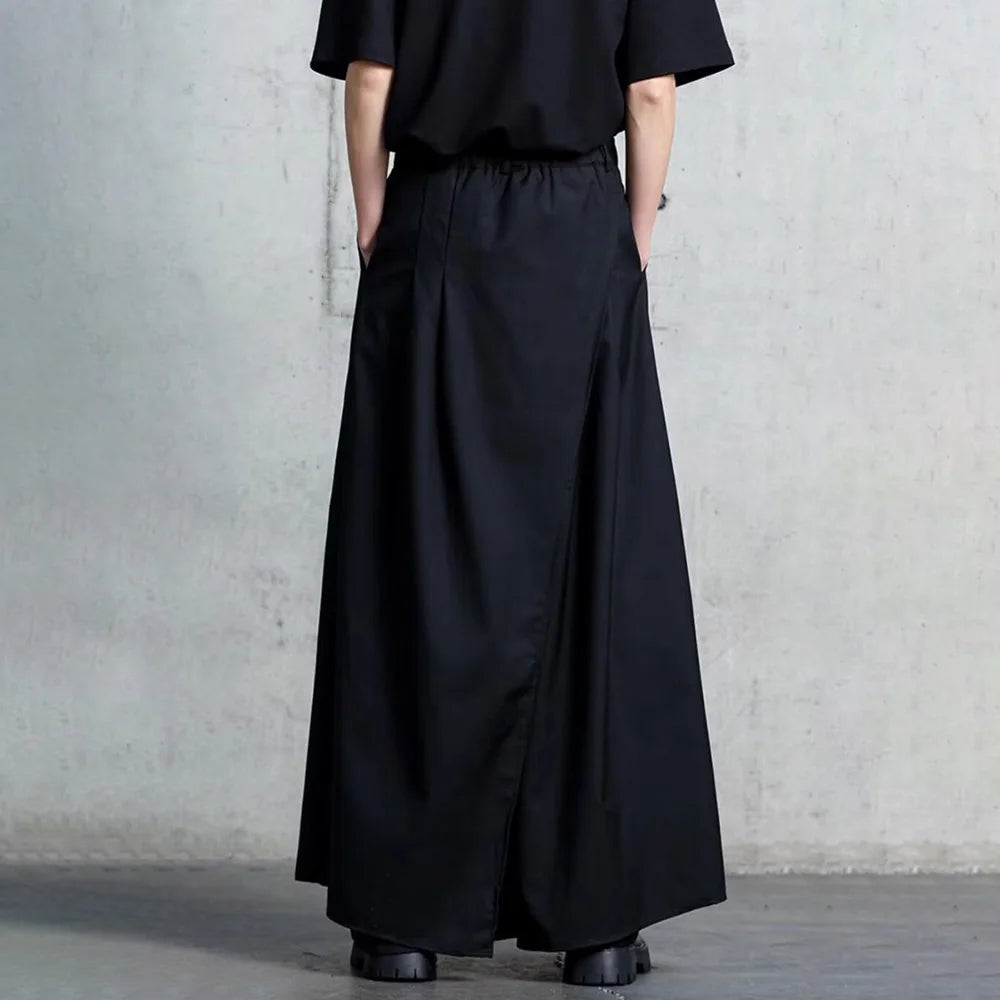 HEARUJOY  -  Mens Skirt Pants Japanese Dark Gothic Style Double-Layer Culottes Fashion Personality All-Match Casual Wide-Leg Pants Men'S Wear