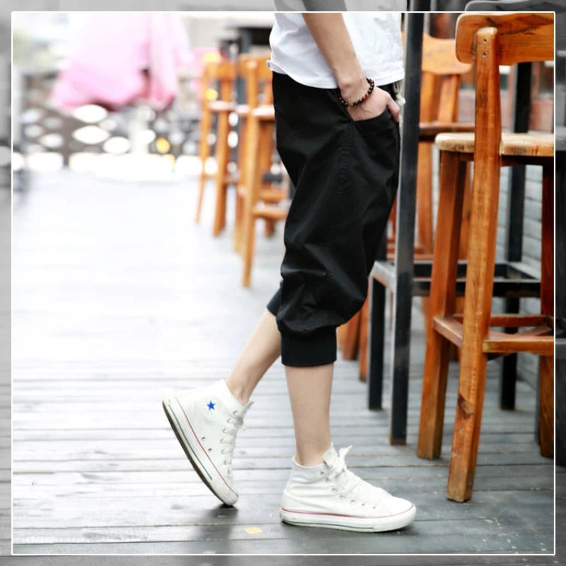 HEARUJOY  -  Casual Cropped Pants Men's Small Feet Casual Pants Cotton Shorts Versatile Loose Sports Harem Pants