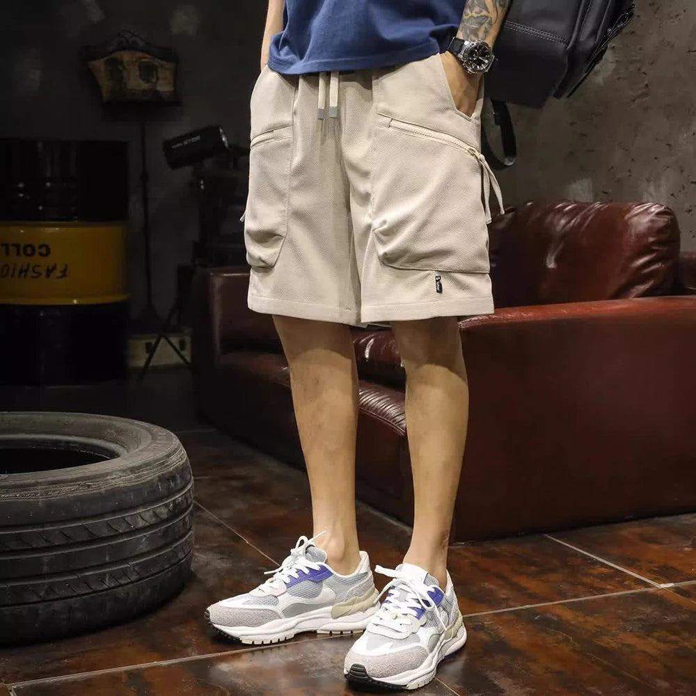 Hearujoy Summer Thin Cargo Shorts Men's Fashionable Sports Casual Medium Pants Loose Straight Versatile Quarter Pants Men