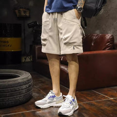 Hearujoy Summer Thin Cargo Shorts Men's Fashionable Sports Casual Medium Pants Loose Straight Versatile Quarter Pants Men