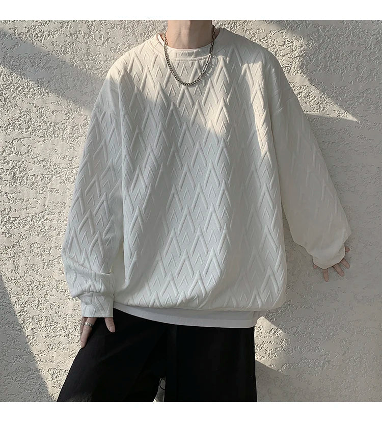 HEARUJOY  -  American Style Men's Crew Neck Sweatshirt Basic Pullover Harajuku Sweatshirt Long Sleeve T-shirt Fashion Men's Clothing 5XL