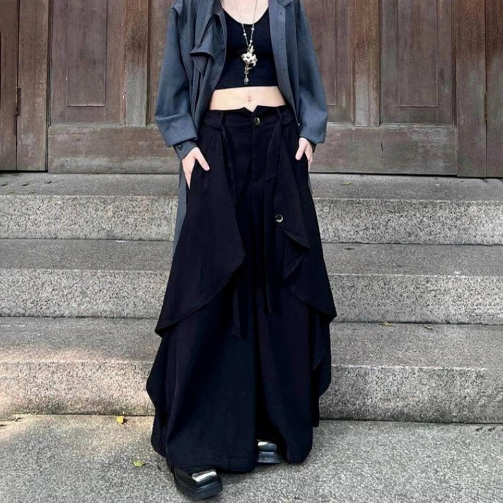 HEARUJOY  -  XS-5XL Y2k Irregular Skirt Pants Gothic Dark  Multi-Layer Casual Pants Genderless Streetwear Fashion Youth Wide-Leg Pants Unisex