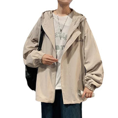 HEARUJOY  -  Men's Oversized Jackets Cotton With Hat Man Letter Print Coat Casual Wear Autumn 5XL Safari Style Jacket For Men Outerwear