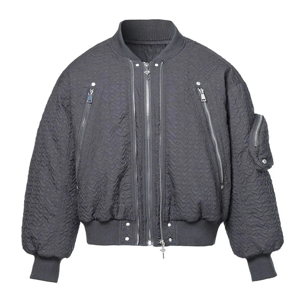 Hearujoy Aviator Style Jacket Retro Winter And Autumn Zipper Fashion Trendy Wrinkled Niche Men And Women Personalized Vibe Caot For Men
