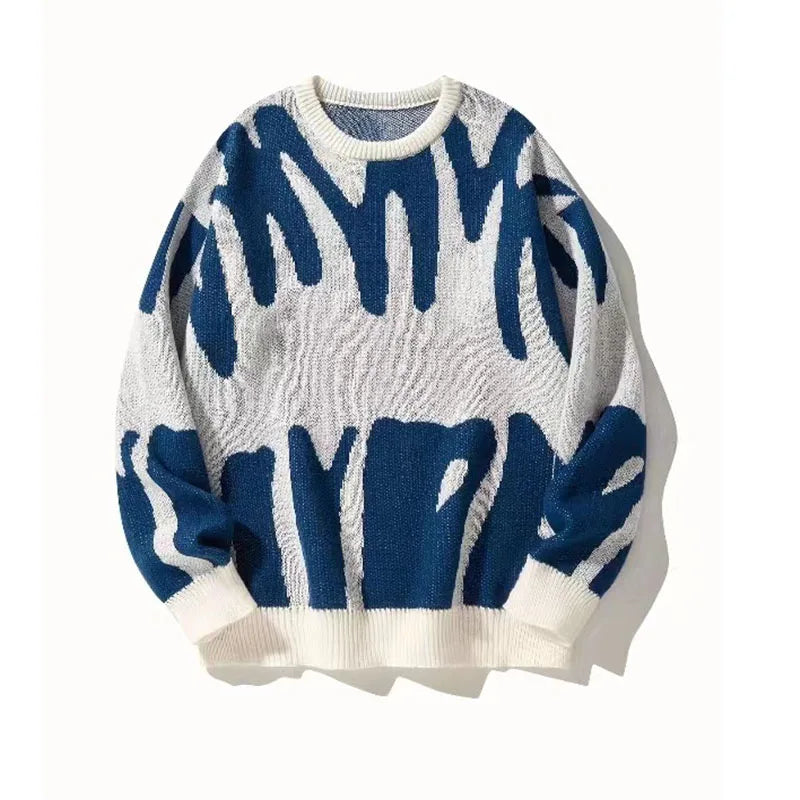 HEARUJOY  -  Autumn Winter Men Knitted Sweaters Irregular Jacquard Pattern Pullovers Thicken Warm Tops Male Casual Round Neck Knitwear